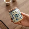 Small Travel Ceramic Tea Jar, Yellow Ru Porcelain Tea Jar