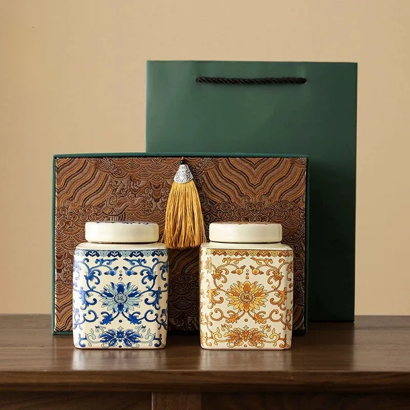 Ceramic Tea Canister, Enamel Color Tea Canister