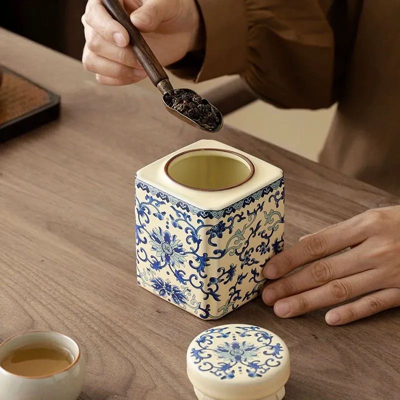 Ceramic Tea Canister, Enamel Color Tea Canister