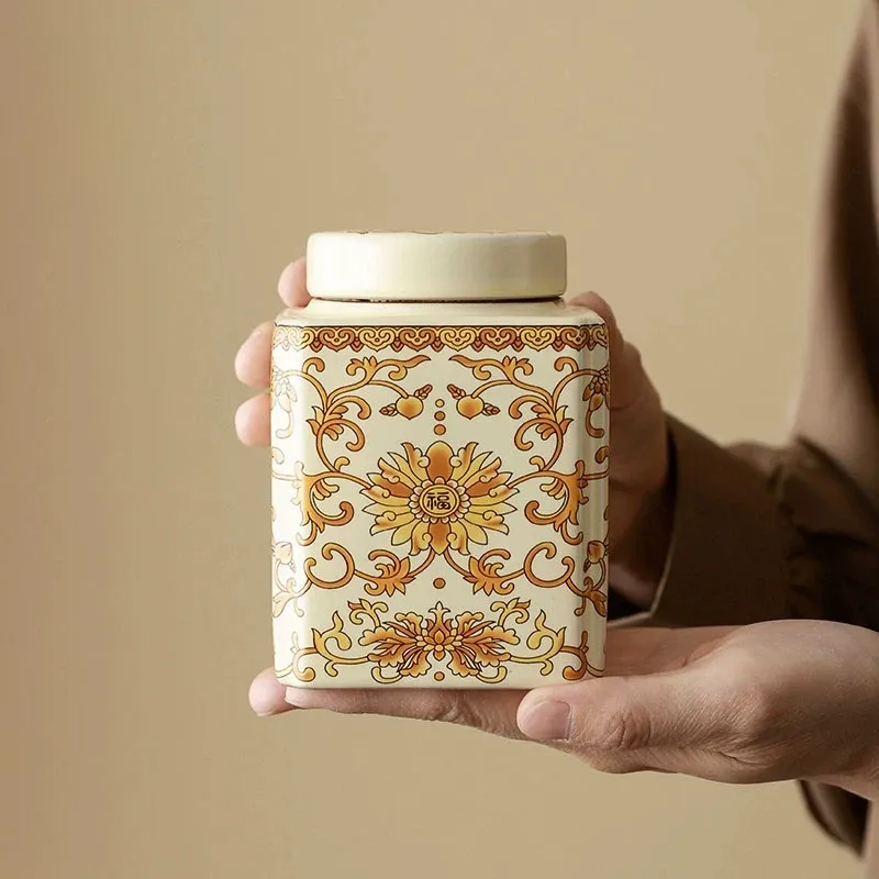 Ceramic Tea Canister, Enamel Color Tea Canister
