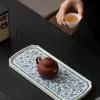 Ceramic Tea Tray, Blue and White Porcelain Tea Tray