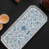 Ceramic Tea Tray, Blue and White Porcelain Tea Tray