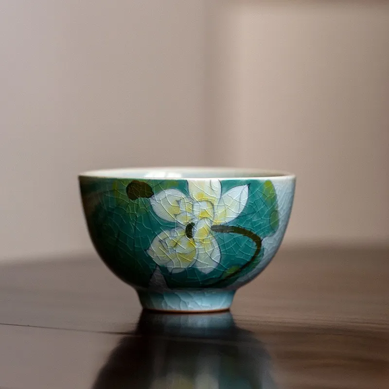 Lotus Pattern Chinese Ceramic Green Tea Cups