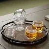Fancy Clear Glass Double Walled Tea Cups