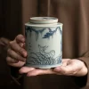 Old Vintage Ceramic Ru Kiln Tea Caddy