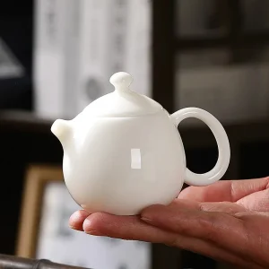 Small Ceramic Tea Pot, Premium Suet Jade Ceramic Teapot