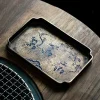 Vintage Brass Tea Tray, Hand-Painted Lacquered
