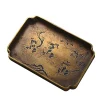 Vintage Brass Tea Tray, Hand-Painted Lacquered
