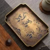 Vintage Brass Tea Tray, Hand-Painted Lacquered