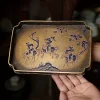 Vintage Brass Tea Tray, Hand-Painted Lacquered