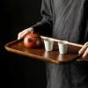 Wooden Tea Serving Tray, Black Walnut Wood Tea Serving Tray