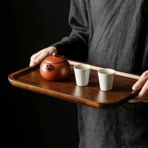 Wooden Tea Serving Tray, Black Walnut Wood Tea Serving Tray