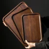 Wooden Tea Serving Tray, Black Walnut Wood Tea Serving Tray