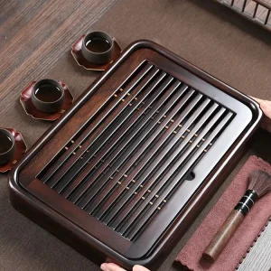 Wooden Tea Tray, Ebony Solid Wood Tea Tray