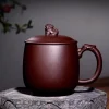 authentic yixing zisha purple clay tea cup with pixiu lid knob and dragon handle handmade craft tea mug