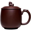 premium yixing zisha purple clay tea mug pixiu lid knob dragon handle elegant handmade chinese tea cup