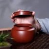 Removable lid of a handmade Yixing Tea Caddy, showing the sealed interior design to keep tea fresh and preserve aroma effectively