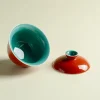 Chinese Style 120ml Gaiwan Tea Cup, Kung Fu Tea Set 8 120 ml Gaiwan, Chinese Gaiwan Tea Cup with lid removed, revealing glossy turquoise interior, handcrafted porcelain gaiwan cup