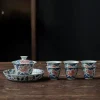 Full Antique Gaiwan Tea Set, including a gaiwan, tray, and six matching cups, the ultimate Best Gaiwan collection for tea lovers.