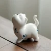 Hand-Painted Sassy Cat Ceramic Tea Pet 10 Hand-painted blue butterfly Cat Tea Pet, glossy white ceramic tea table ornament