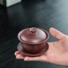 handmade yixing raw ore purple clay gaiwan 150ml 1